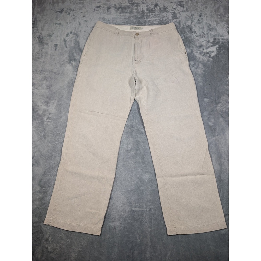 J.Crew Pants Mens 34x30 Beige 100% Linen Chino Straight Leg Casual Summer